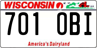 WI license plate 701OBI
