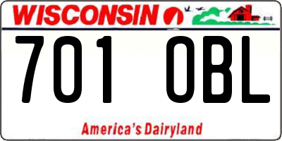 WI license plate 701OBL