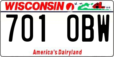 WI license plate 701OBW