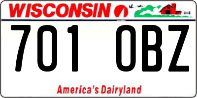 WI license plate 701OBZ