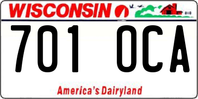 WI license plate 701OCA