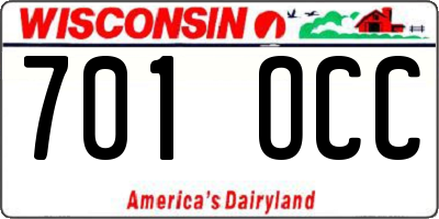 WI license plate 701OCC