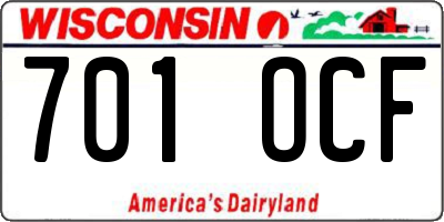WI license plate 701OCF