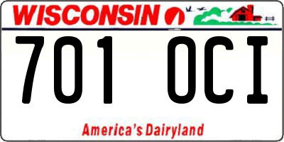 WI license plate 701OCI