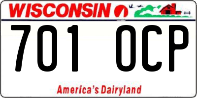WI license plate 701OCP