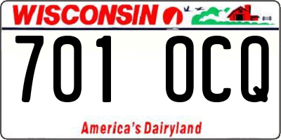 WI license plate 701OCQ