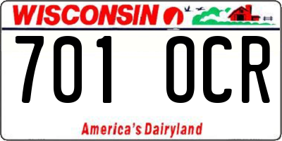 WI license plate 701OCR