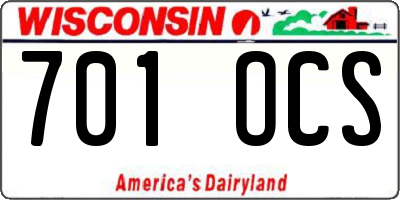 WI license plate 701OCS