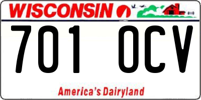 WI license plate 701OCV