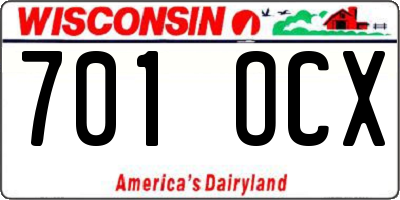 WI license plate 701OCX