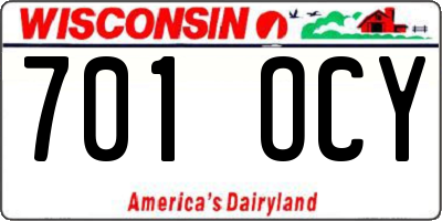WI license plate 701OCY
