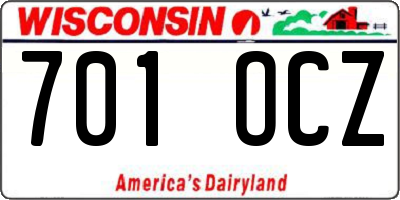WI license plate 701OCZ