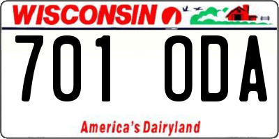 WI license plate 701ODA