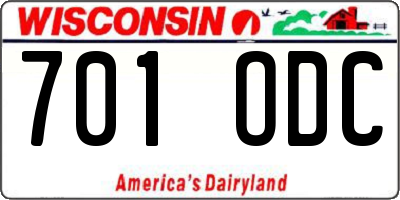WI license plate 701ODC