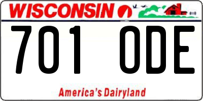 WI license plate 701ODE