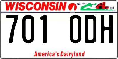 WI license plate 701ODH