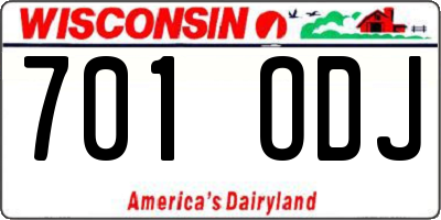 WI license plate 701ODJ
