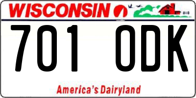 WI license plate 701ODK