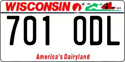 WI license plate 701ODL