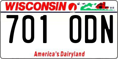 WI license plate 701ODN