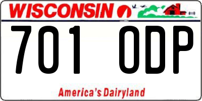 WI license plate 701ODP