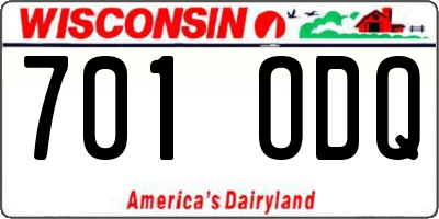 WI license plate 701ODQ