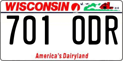 WI license plate 701ODR