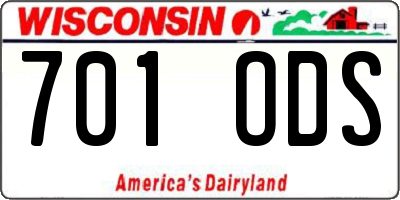 WI license plate 701ODS