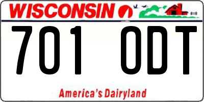 WI license plate 701ODT