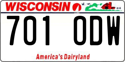 WI license plate 701ODW