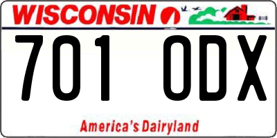 WI license plate 701ODX