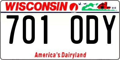WI license plate 701ODY