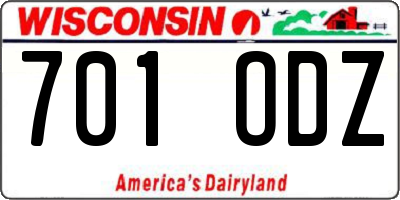 WI license plate 701ODZ