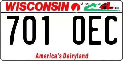 WI license plate 701OEC