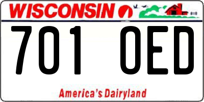 WI license plate 701OED