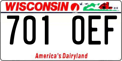 WI license plate 701OEF