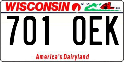 WI license plate 701OEK