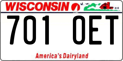 WI license plate 701OET