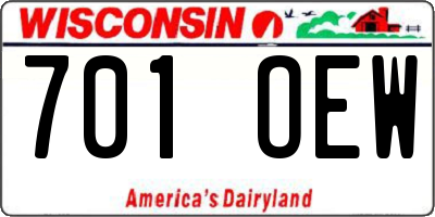 WI license plate 701OEW