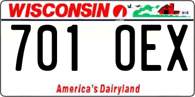 WI license plate 701OEX