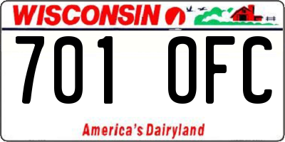 WI license plate 701OFC
