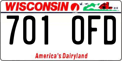 WI license plate 701OFD