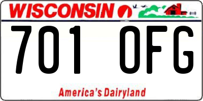 WI license plate 701OFG