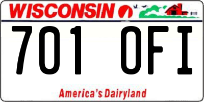 WI license plate 701OFI