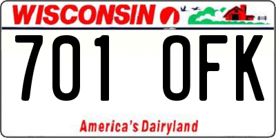 WI license plate 701OFK