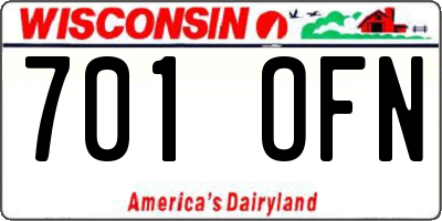 WI license plate 701OFN
