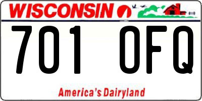 WI license plate 701OFQ