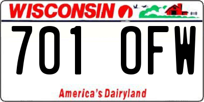 WI license plate 701OFW