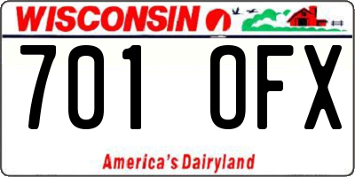 WI license plate 701OFX