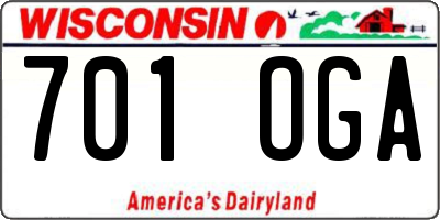 WI license plate 701OGA